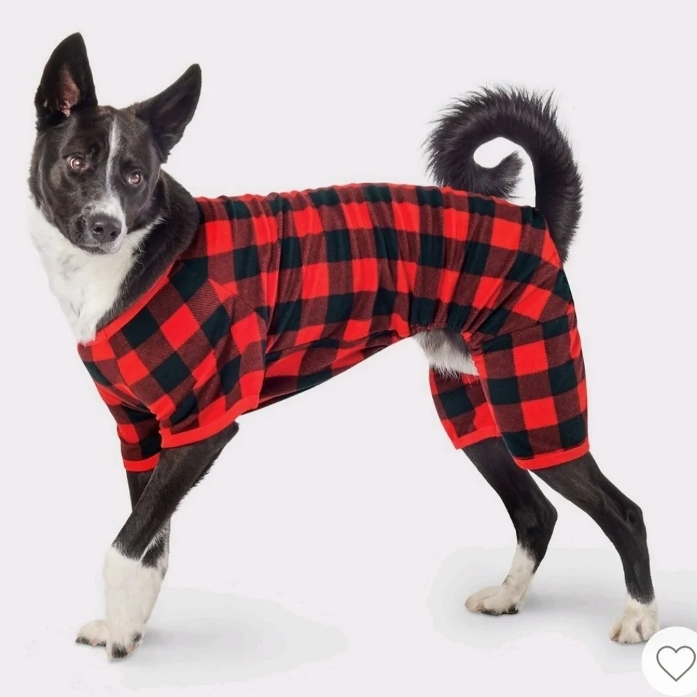 🇺🇸NWOT  Red and Black Buffalo Plaid Pet Pajamas/Outfit Size XL